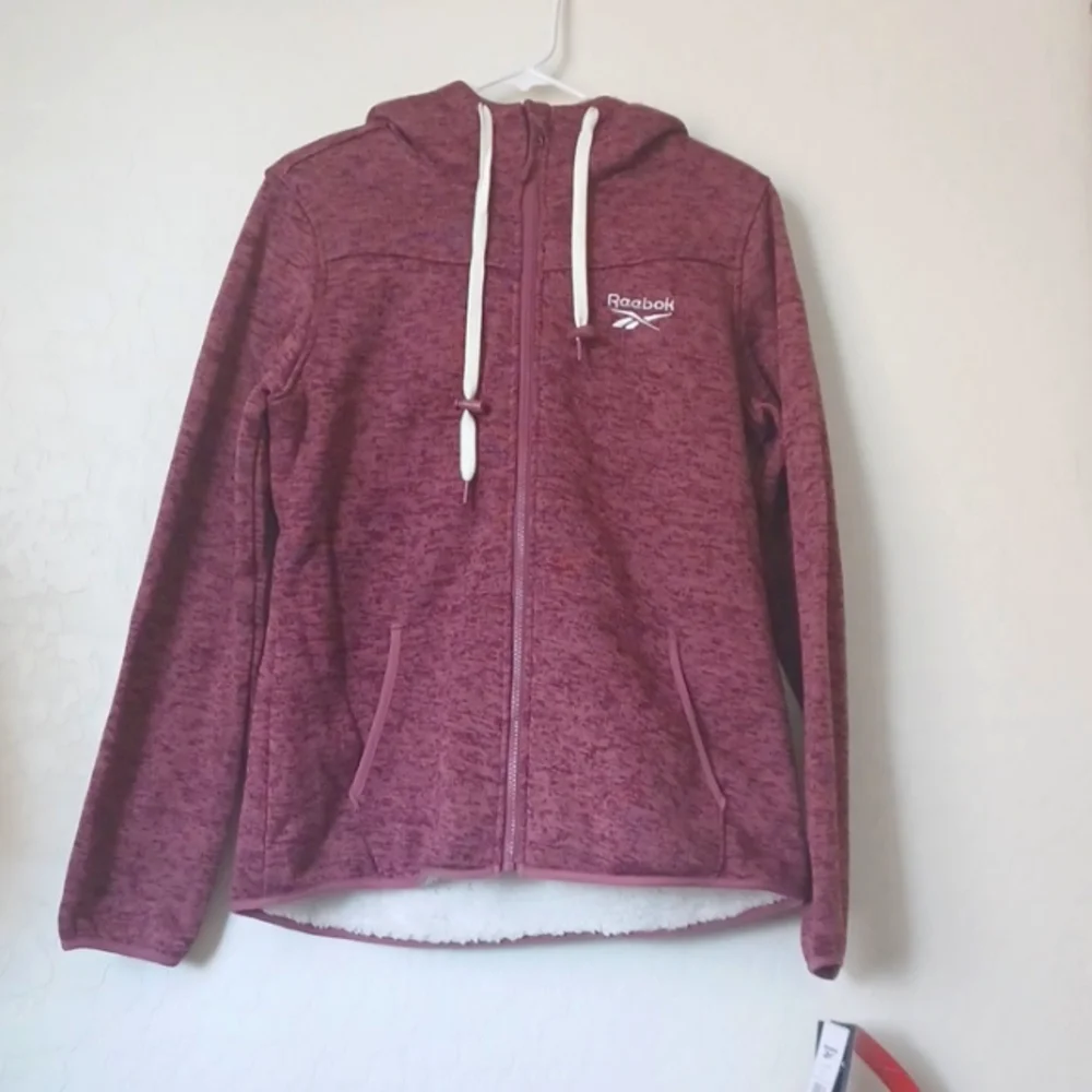 NWT Reebok Faux Fur Fleece Dusty Rose Womans Jacket Size Medium Full Zip Up - Picture 6 of 10